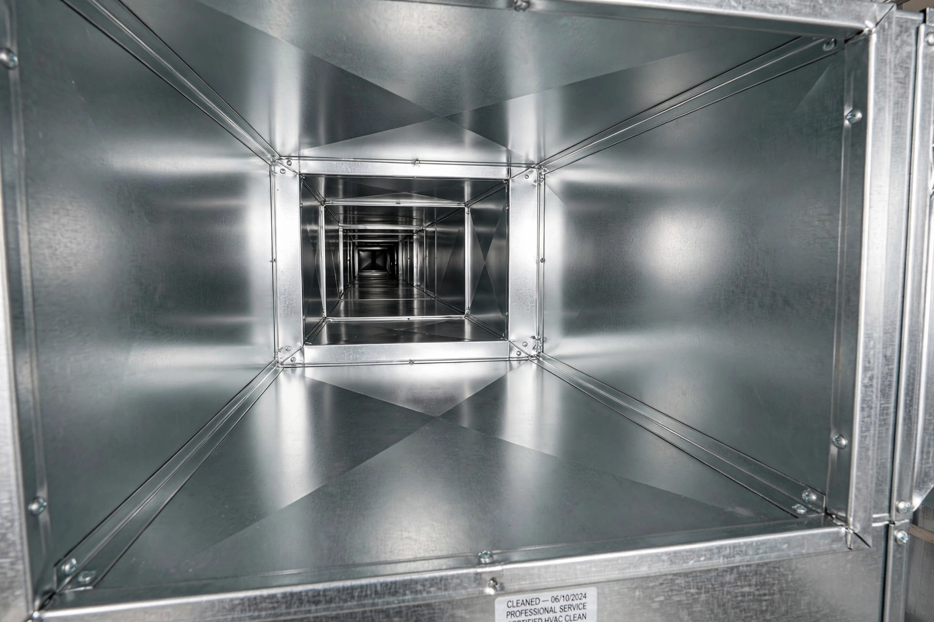 Clean air duct interior after professional cleaning